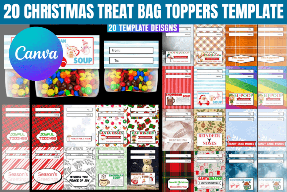20 Christmas Treat Bag Toppers for Festive Holiday Gifting