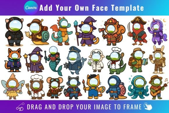 Animal Add Your Own Face Canva Template: Creative Fun