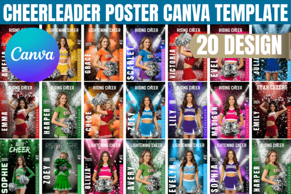 Cheerleader Poster Canva Template: Dynamic Design for Team Spirit