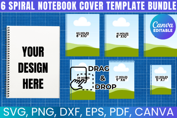 Create Custom Notebooks with 6 Spiral Notebook Cover Template Bundle
