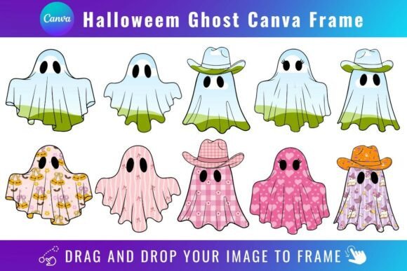 Enchant Your Designs with Halloween Cute Ghost Canva Frames
