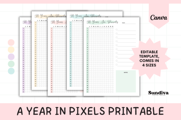 Track Your Year at a Glance with Custom a Year in Pixels Canva Template 2