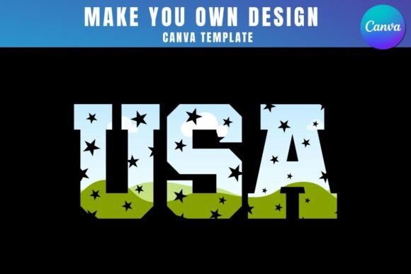 USA Star Canva Frame Template Design for Creators